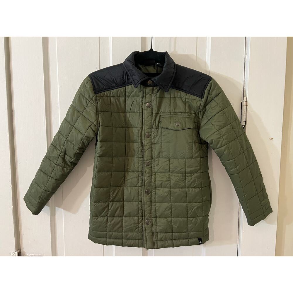 Quiksilver boys small 7/8 quilted insulated green puffer shacket light coat